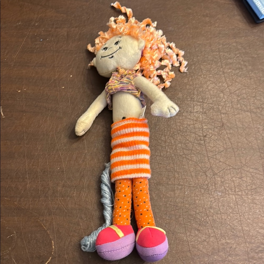 Colorful Plush Doll with Orange Hair